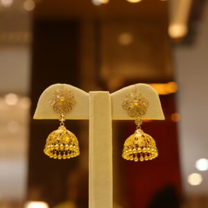 Traditional Indian Gold Imitation Floral Jhumkas