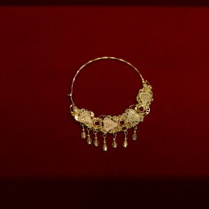 Gold-Plated Traditional Indian Bridal Nath/Nathiya (Nose Ring)