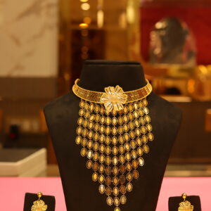 Elegant Gold-Plated Choker Necklace and Earrings Set