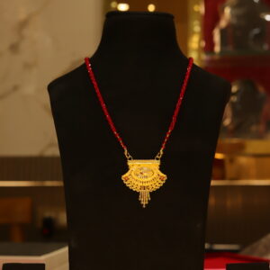 Golden Mangalsutra with Red Beaded (Lal Moti) Chain